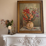 Large Vintage Floral Still Life Oil Painting