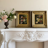 Pair of Vintage Floral Oil Paintings | Dutch Master Style Still Life in Gold Frames