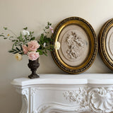 Pair of Vintage Oval Cherub Reliefs in Gilt Frame