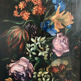 19th Century Dark Floral Oil Painting