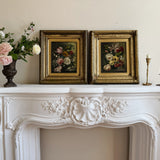 Pair of Vintage Floral Oil Paintings | Dutch Master Style Still Life in Gold Frames