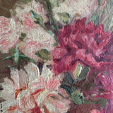 Antique Oil Painting ~ Pink Peonies
