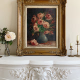 Antique Still Life Oil Painting of Roses