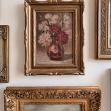 Antique Oil Painting ~ Pink Peonies