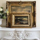 Antique Moonlit Landscape Oil Painting