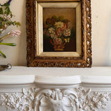 Antique Floral Still Life with Butterfly in Ornate Gilt Frame (1 of 2)