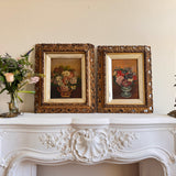 Antique Floral Still Life with Butterfly in Ornate Gilt Frame (1 of 2)