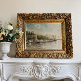 Antique Coastal Scene in Ornate Gilt Frame