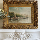 Antique Coastal Scene in Ornate Gilt Frame