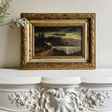 Antique Moonlit Landscape Oil Painting