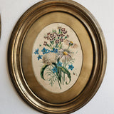 Pair of Antique Oval Floral Paintings