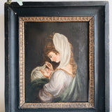 Mother and Baby Antique Oil Painting