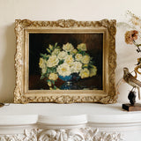 Cream Roses Still Life Oil Painting