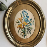 Pair of Antique Oval Floral Paintings