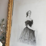 Contemporary 19th Century Framed Print of Empress Eugenie in Original Plaster Frame