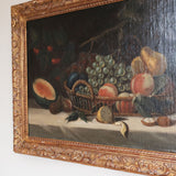 Large 19th Century Dark Fruit Still Life Oil Painting